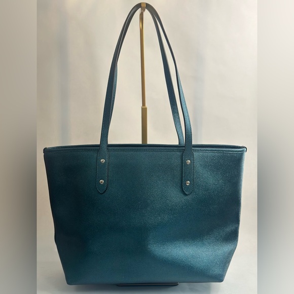 Coach Mini City Zip Tote Teal Metallic Crossgrain Leather - EUC with COA - Picture 5 of 14